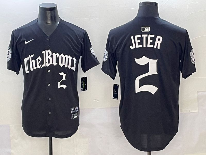 Men 2025 New York Yankees #2 Jeter Black Five generations Joint Name Nike MLB Jersey style 4->new york yankees->MLB Jersey
